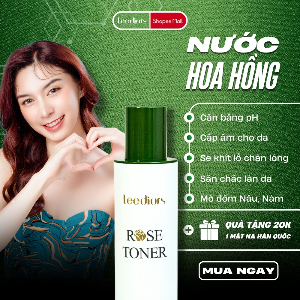 Ảnh Nước hoa hồng Hàn Quốc Leediors Rose Toner 120ml Cân bằng pH, Tăng cường Độ ẩm cho Da, Giúp Da Mịn màng 1