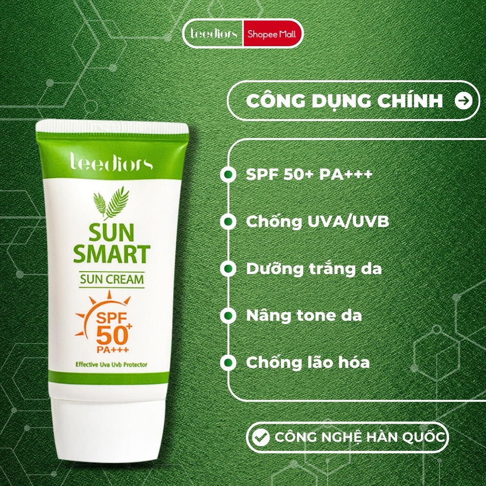 Ảnh Kem chống nắng Hàn Quốc Leediors SPF 50+ 3 in 1 Ngăn Chặn Tia UVA, UVB, Dưỡng Trắng, Kiềm Dầu, Chống Nước 3