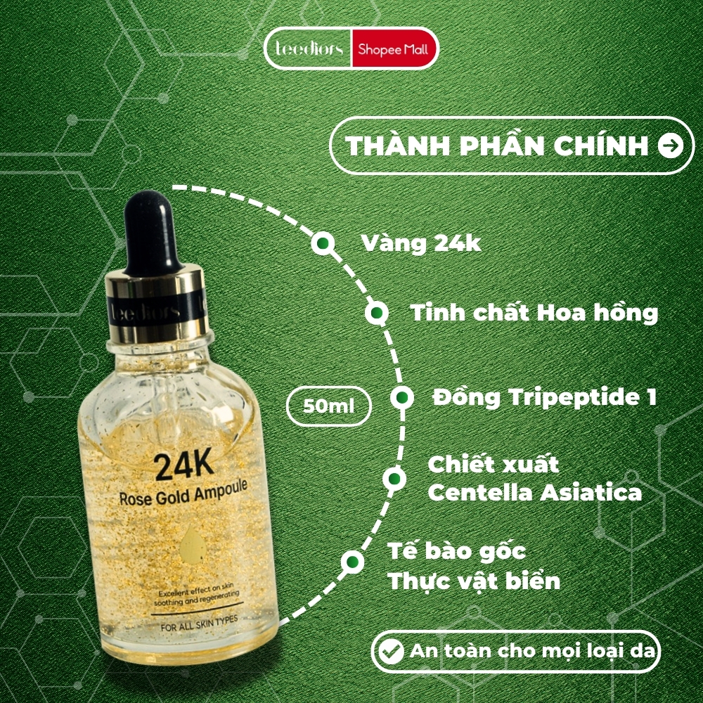 Ảnh Ampoule Dưỡng ẩm Hàn Quốc Leediors 24K 50ml Làm đẹp Da, Dưỡng, Cấp ẩm Da, Sáng da, Mờ thâm 4