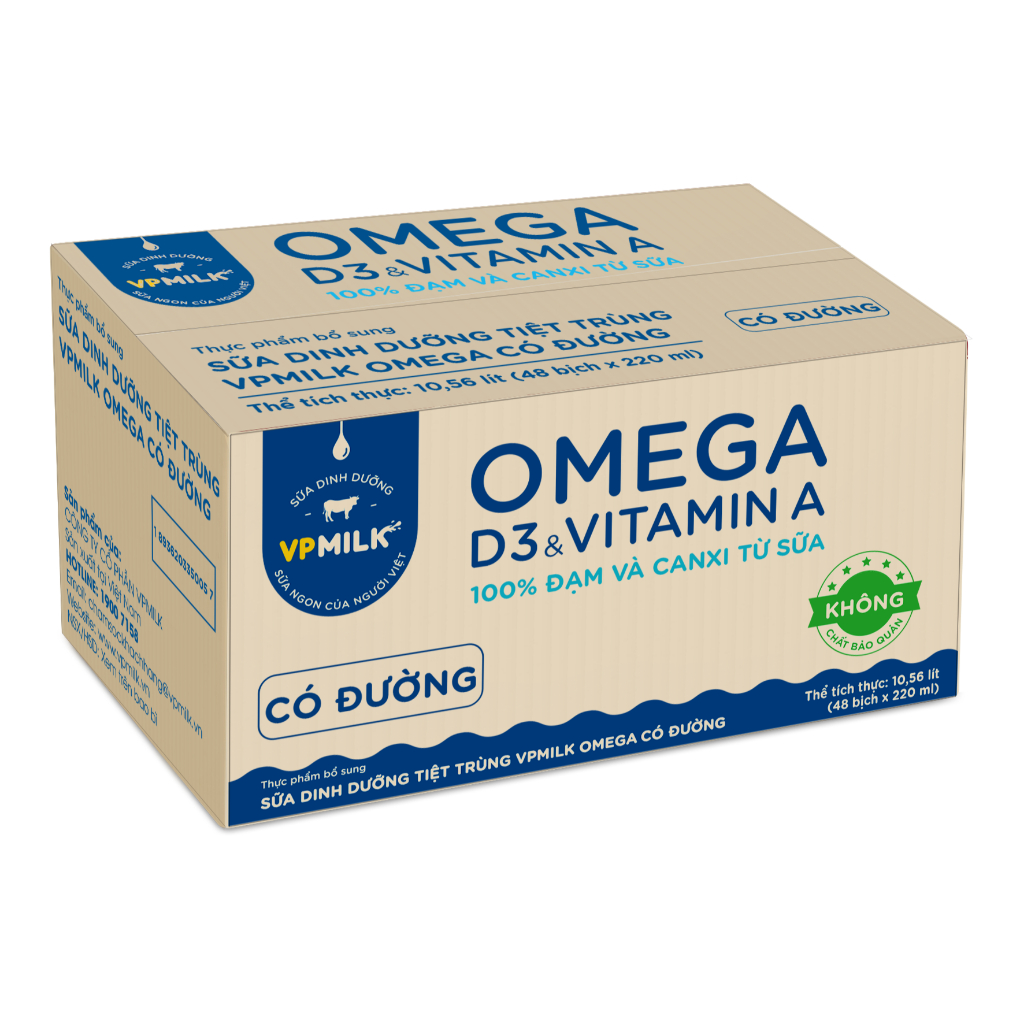 Ảnh Sữa dinh dưỡng tiệt trùng VPMilk Omega bịch 220ml (thùng 48 bịch) 3