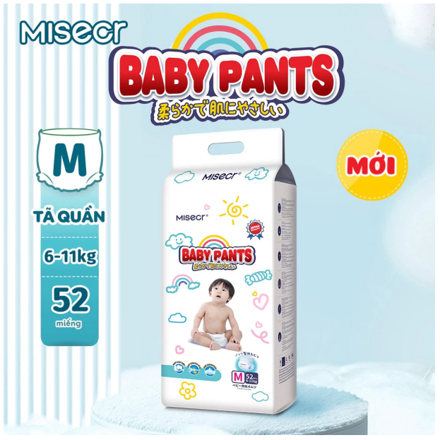 Tã quần Misecr Siêu Khô Thoáng - 100% Thoáng Khí Jumbo M52/L48/XL44/XXL40/XXXL36