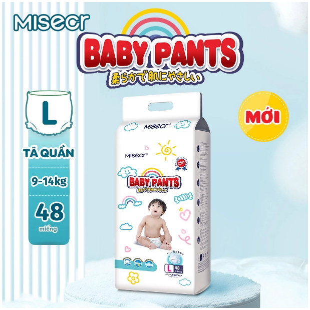 Tã quần Misecr Siêu Khô Thoáng - 100% Thoáng Khí Jumbo M52/L48/XL44/XXL40/XXXL36
