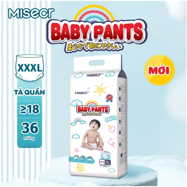Tã quần Misecr Siêu Khô Thoáng - 100% Thoáng Khí Jumbo M52/L48/XL44/XXL40/XXXL36