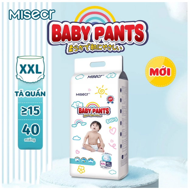 Tã quần Misecr Siêu Khô Thoáng - 100% Thoáng Khí Jumbo M52/L48/XL44/XXL40/XXXL36