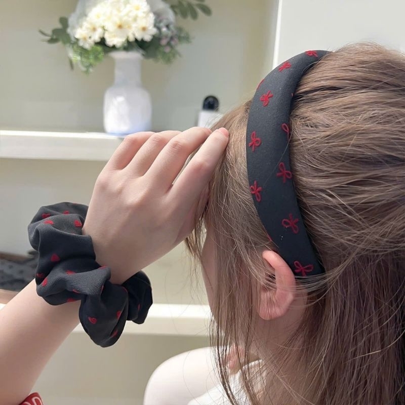 Dây Buộc Tóc Scrunchies In Nơ Dễ Thương Xinh Xắn Style Retro Pháp Phụ Kiện Tóc Nữ Empoli