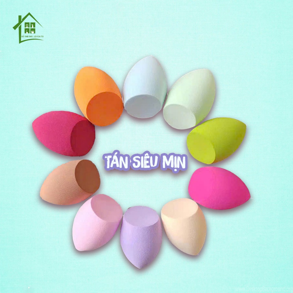 Bông mút trang điểm tán kem nền đều, mềm mịn đàn hồi cao, đa năng giúp nền căng bóng