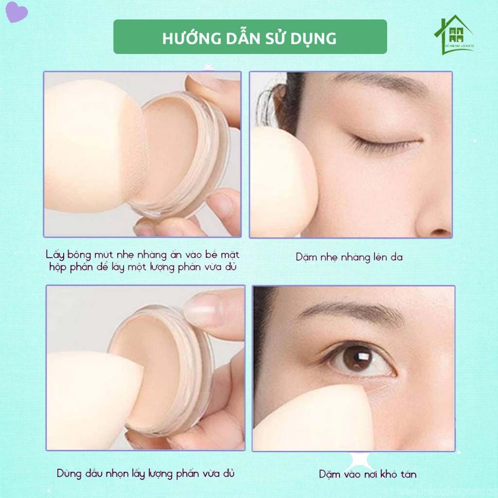 Bông mút trang điểm tán kem nền đều, mềm mịn đàn hồi cao, đa năng giúp nền căng bóng