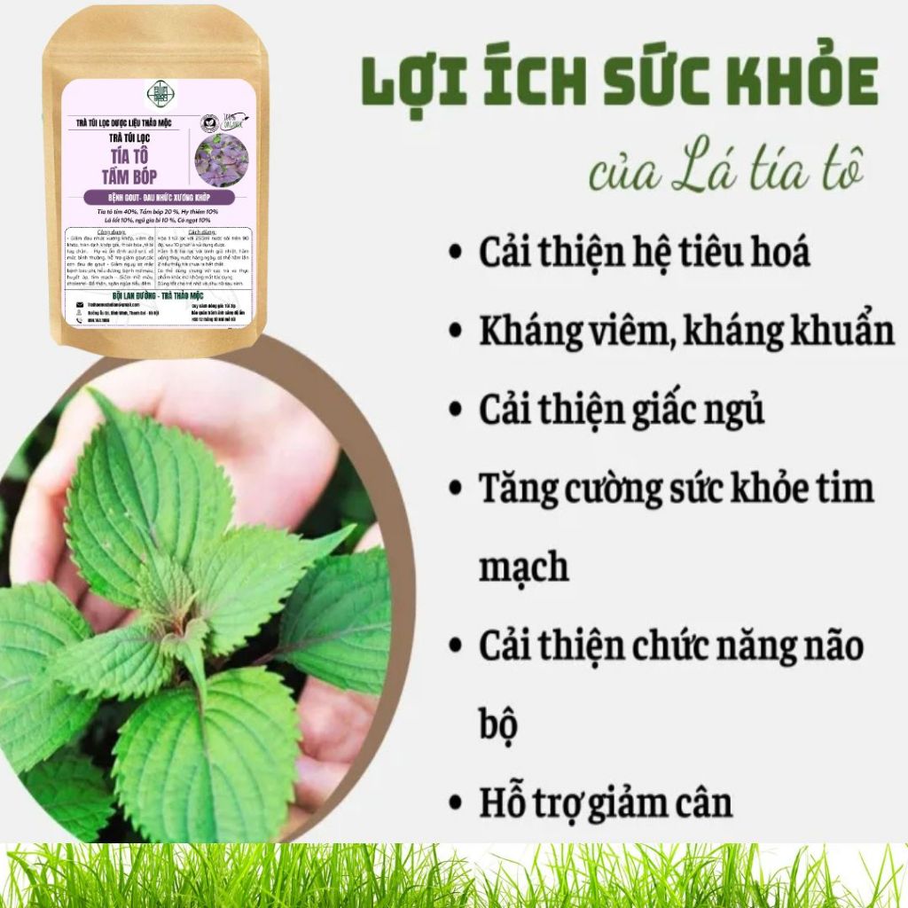 Trà tía tô tầm bóp - BỘI LAN ĐƯỜNG - hạ acid uric, giảm đau nhức xương khớp, giảm cân - túi 50 lọc