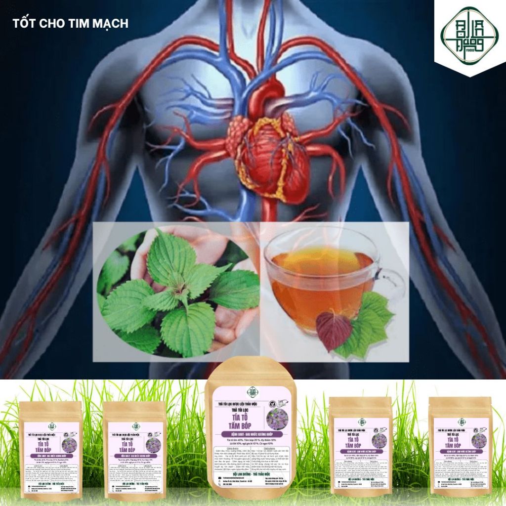 Trà tía tô tầm bóp - BỘI LAN ĐƯỜNG - hạ acid uric, giảm đau nhức xương khớp, giảm cân - túi 50 lọc