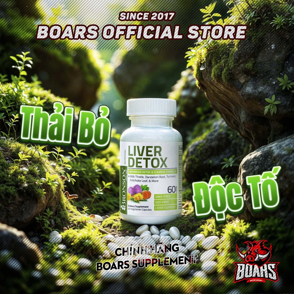 BRONSON LIVER & DETOX - VIÊN UỐNG THẢI ĐỘC GAN, BẢO VỆ GAN, CẢI THIỆN CHỨC NĂNG GAN, VIÊN THUẦN CHAY