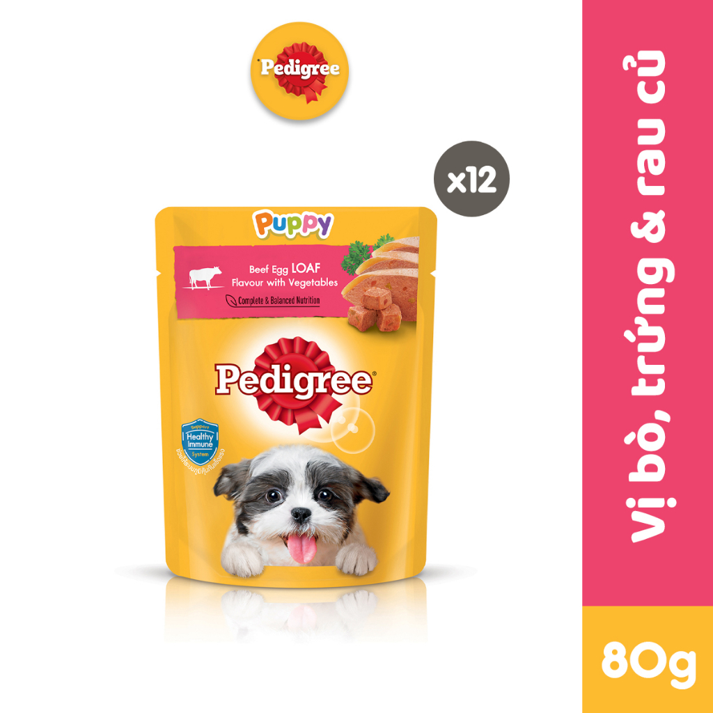 Ảnh Thức Ăn Cho Chó Con Dạng Sốt PEDIGREE NutriDefence - Vị Bò, Trứng và Rau (80g, 12 Gói) 1