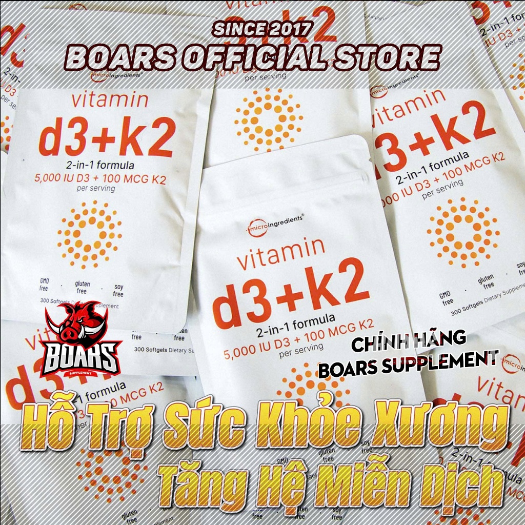 VIÊN UỐNG MICRO INGREDIENTS VITAMIN D3 + K2 MK7, TĂNG CƯỜNG SỨC KHỎE