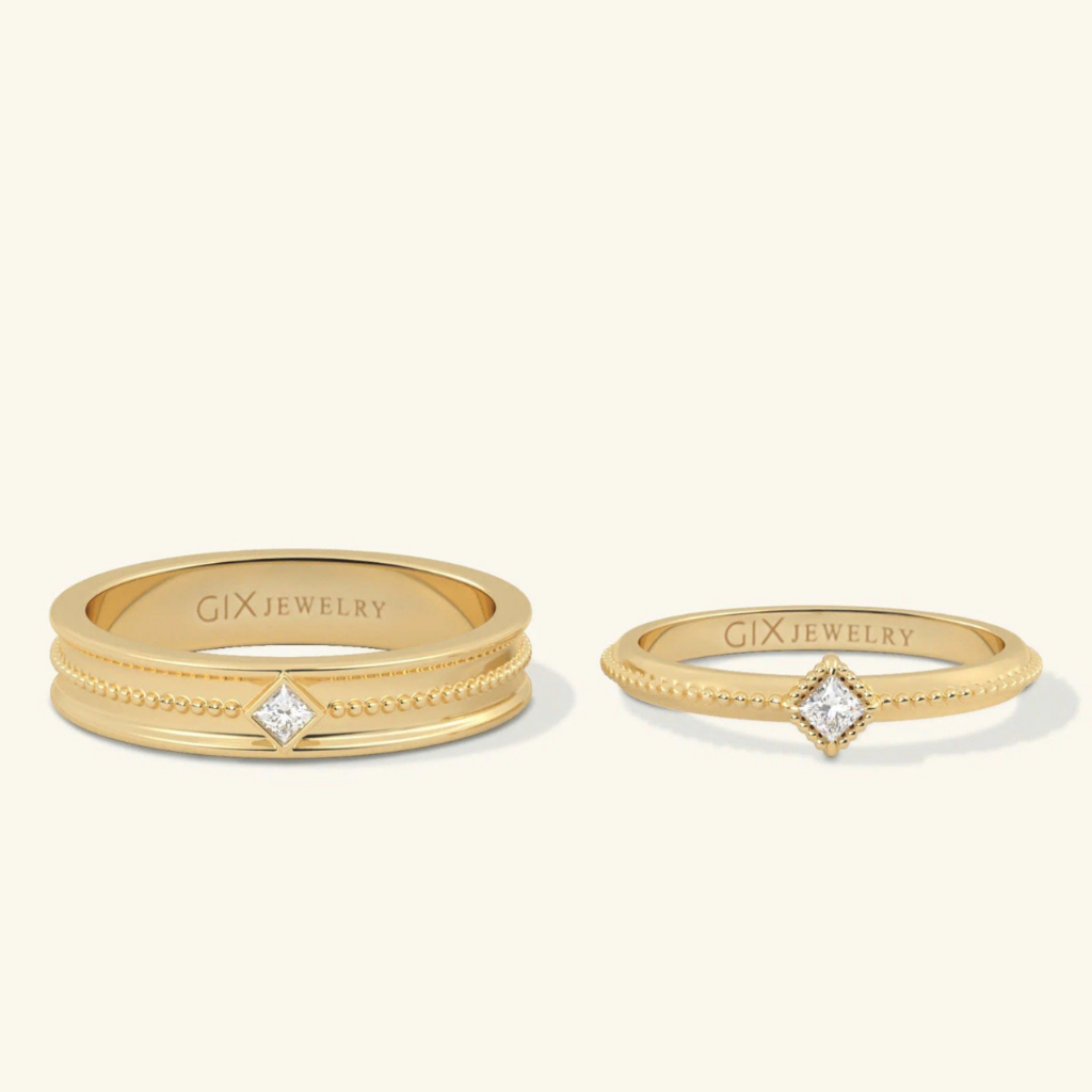 Ảnh Nhẫn cưới bạc 925 full kim cương vàng tây 18k bản to đẹp uy tín Gix Jewel 3