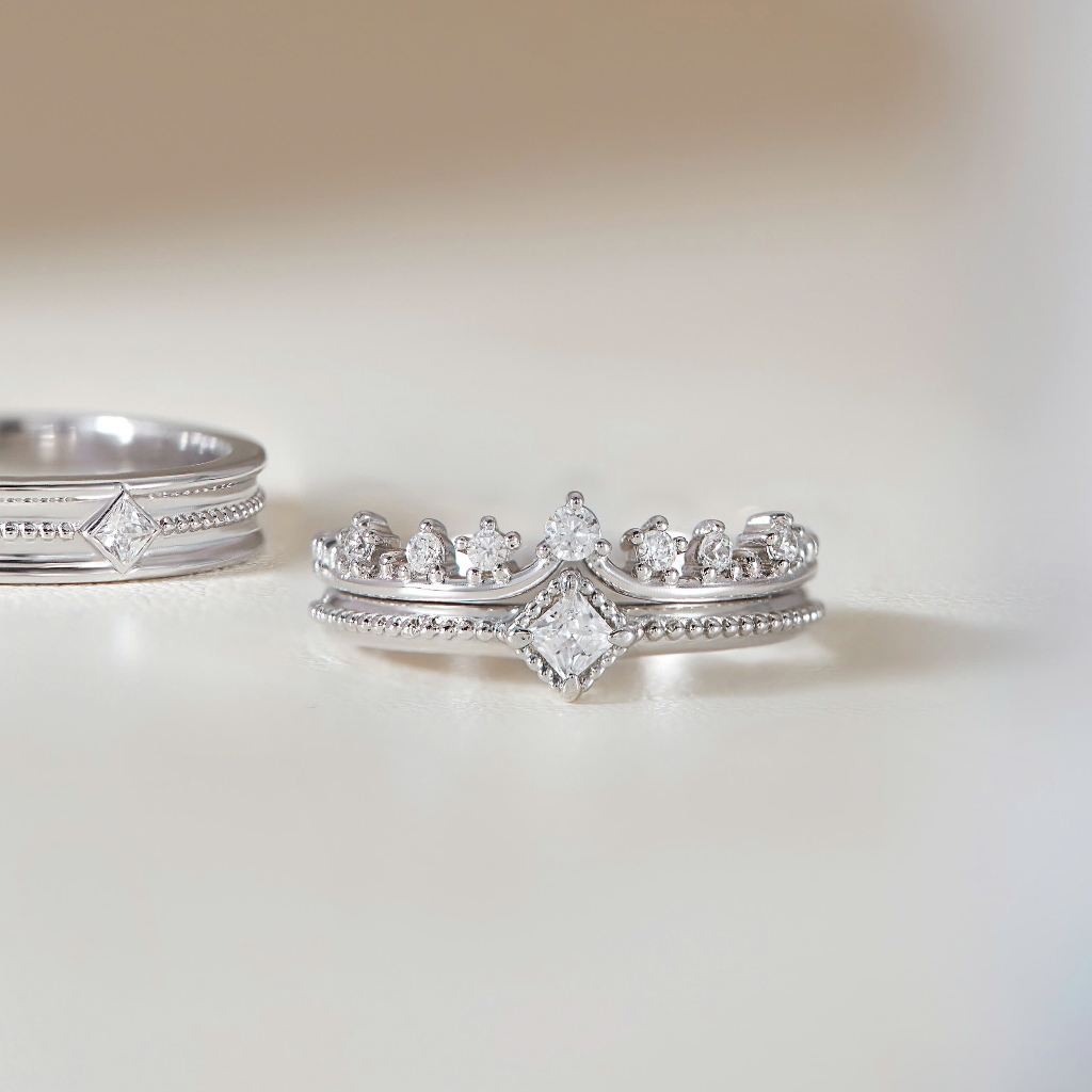 Ảnh Nhẫn cưới bạc 925 full kim cương vàng tây 18k bản to đẹp uy tín Gix Jewel 2