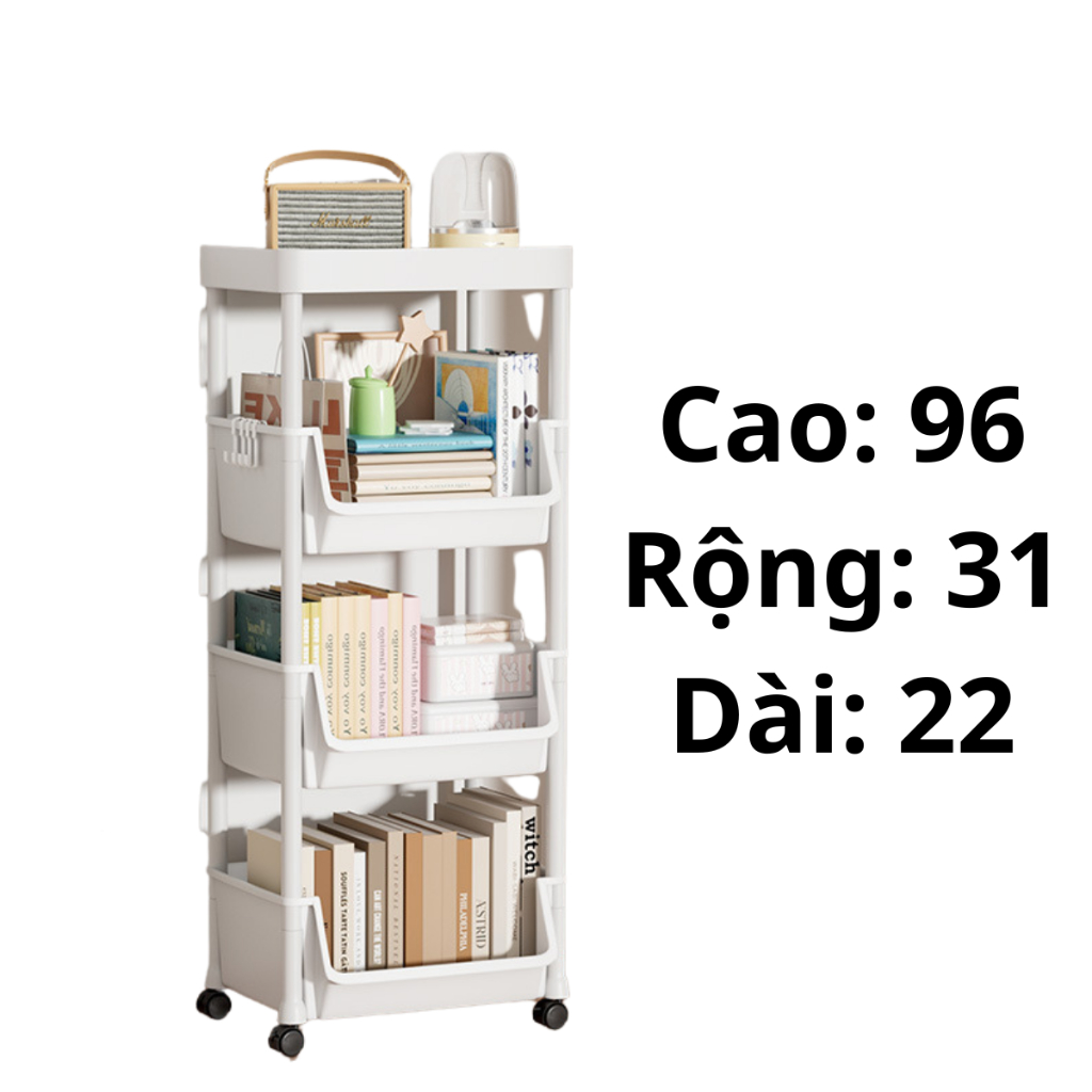 [Cào là có quà] Kệ để đồ đa năng 5 tầng có bánh xe di chuyển tiện lợi kệ sách đựng đồ phòng khách