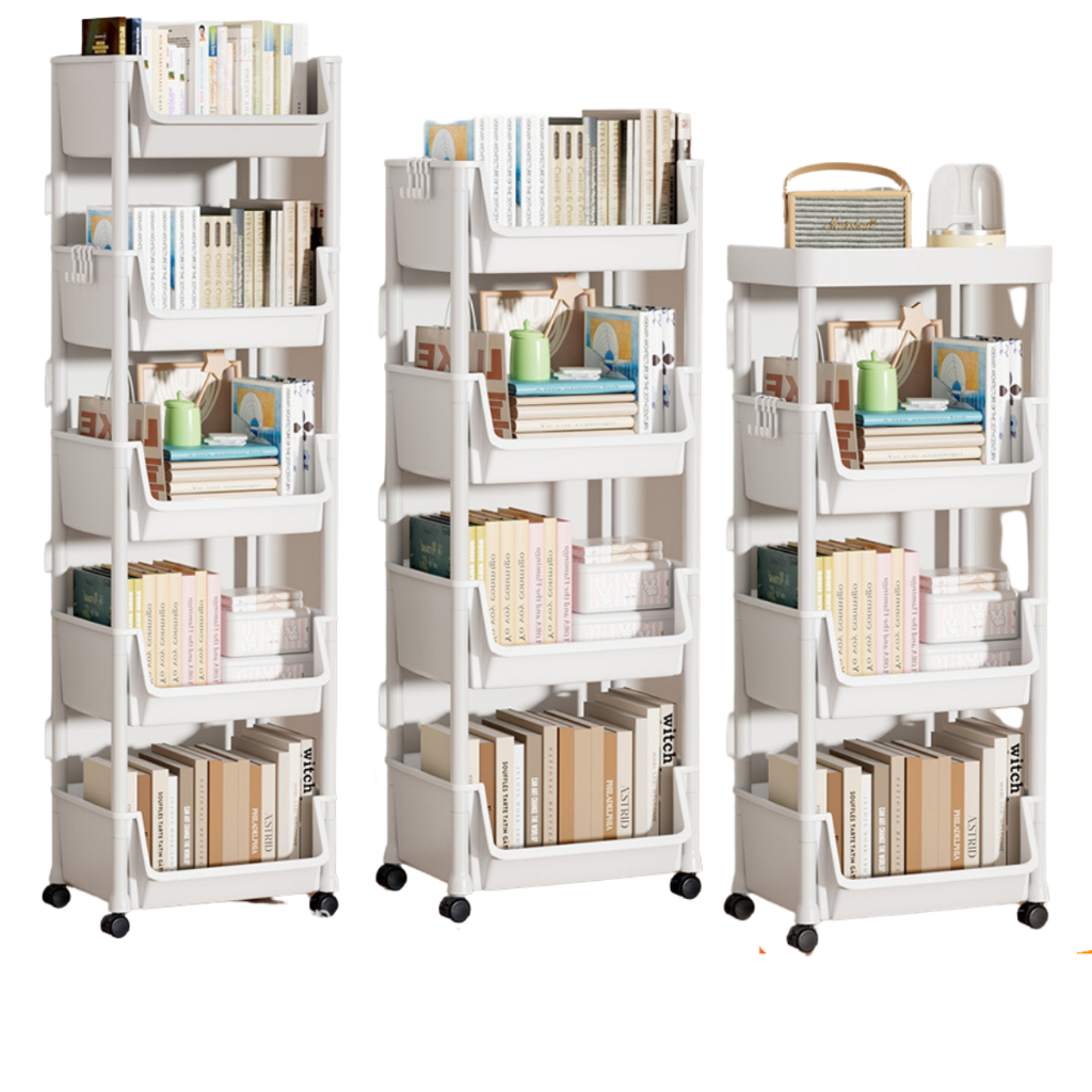 [Tết Cào là có quà]Hỏa tốc Kệ để đồ đa năng 5 tầng có bánh xe di chuyển tiện lợi kệ sách đựng đồ phòng khách phòng ngủ