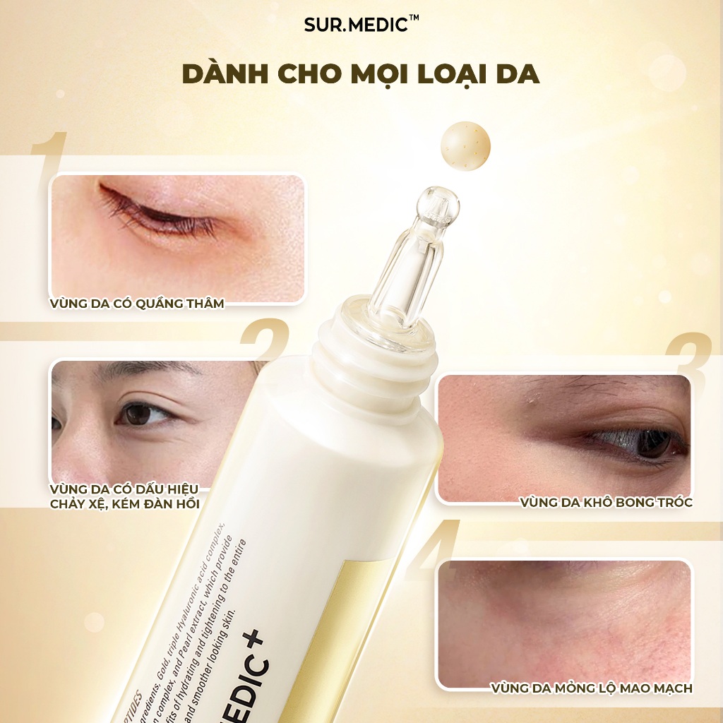 Ảnh Sample Kem Mắt Bọc Vàng Cải Thiện 4 Vấn đề Vùng Da Mắt SURMEDIC Perfection 100tm All In One Facial Eye Cream 1ml 2