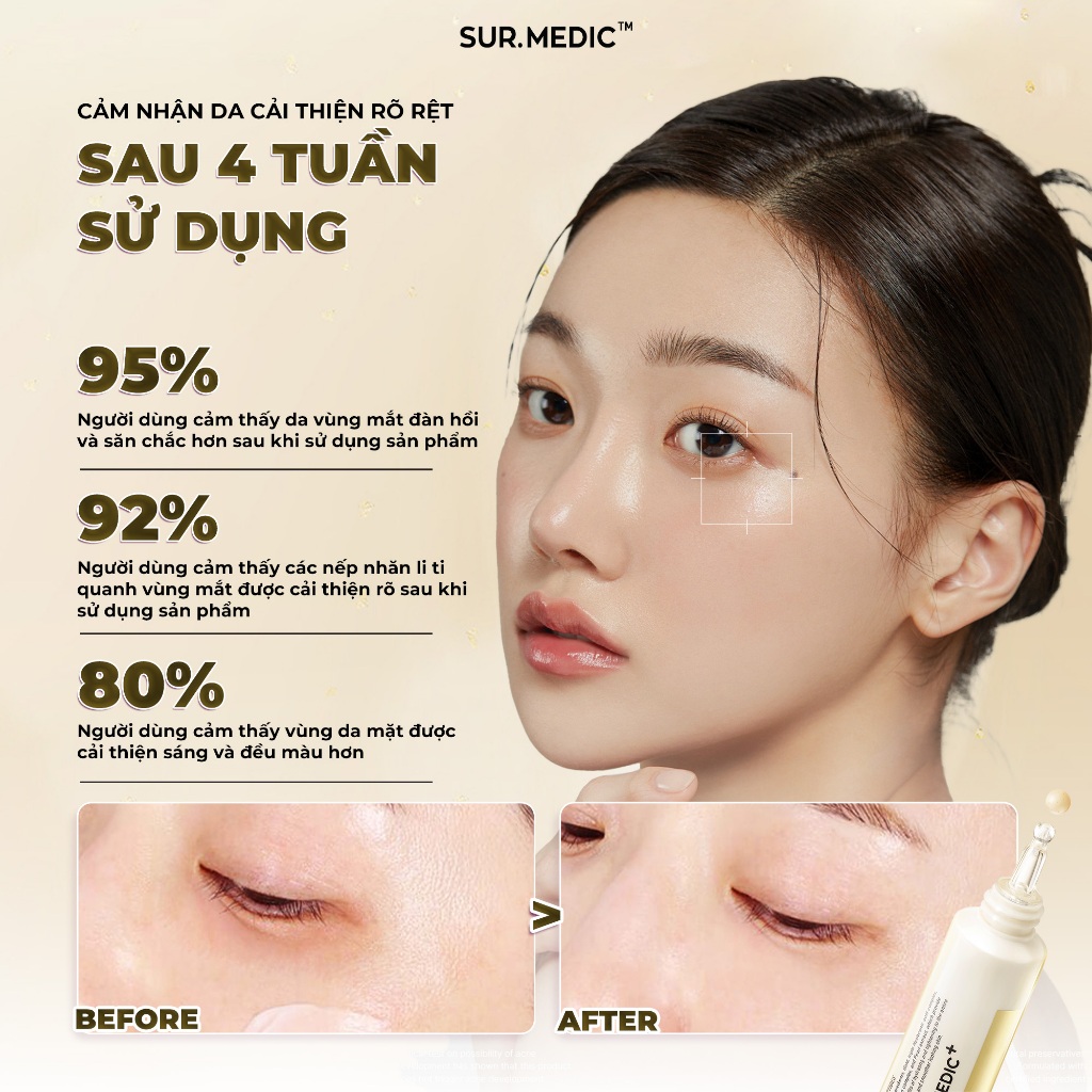 Ảnh Sample Kem Mắt Bọc Vàng Cải Thiện 4 Vấn đề Vùng Da Mắt SURMEDIC Perfection 100tm All In One Facial Eye Cream 1ml 3