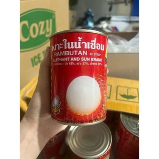Thức uống giải nhiệt Chôm chôm Thái con voi ,thương hiệu nổi tiếng,trái to,giòn ,ngọt.565gr/lon,date xa 2027