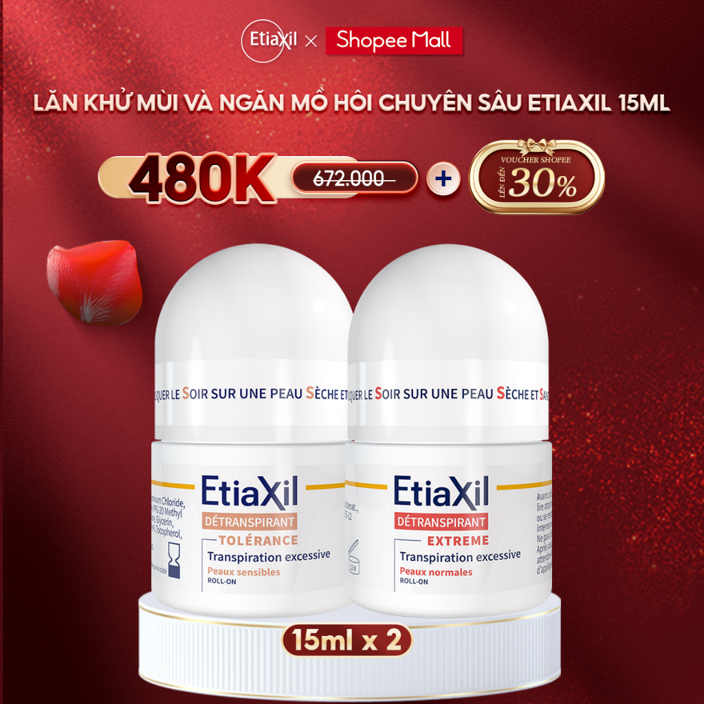 Ảnh [ETIAXIL] Combo 2 Lăn Khử Mùi Ngăn Mồ Hôi Etiaxil 15ml 2