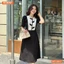 Đầm thiết kế BEMINE cổ tròn họa tiết lá dáng chữ A phù hợp đi làm, đi chơi-MT10017