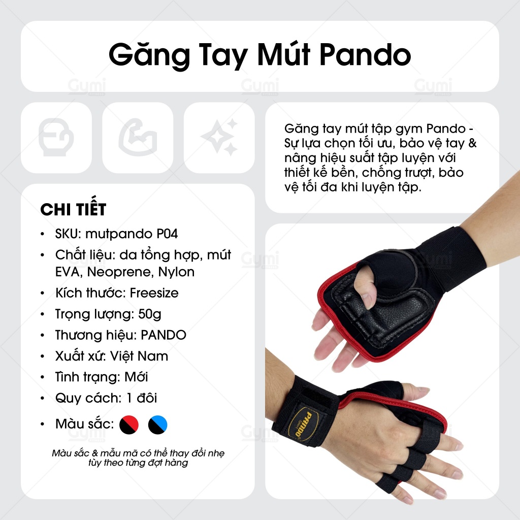 Găng Mút Pando - Găng Tay Tập Gym Mẫu Mút - PandoMut