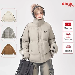 Áo phao nữ GRADPOPU PPAP02 cổ đứng bo chun nhồi bông chống gió lạnh siêu ấm , áo khoác phao béo phong cách retro Mỹ
