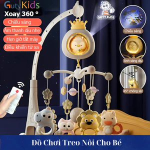 Đồ Chơi Treo Nôi Cũi Vương Miện Cho Bé GutyKids Gặm Nướu, Hộp Nhạc 14.918 Bài, Xoay 360°