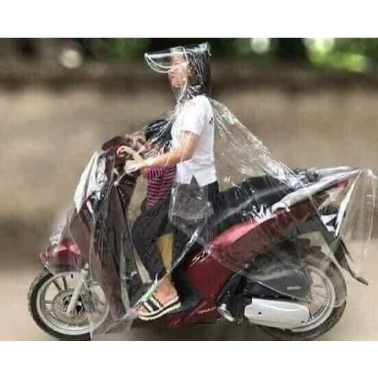 ÁO MƯA TRONG SUỐT 1 ĐẦU, 2 ĐẦU TIỆN LỢI