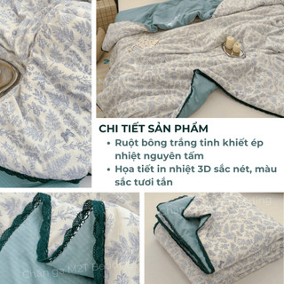 Chăn hè viền ren M2T BEDDING mềm mát, kích thước 2mx2m3 dùng 4 mùa quanh năm