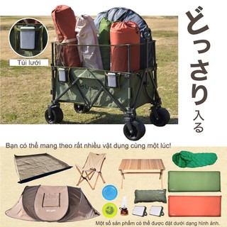 Xe kéo dã ngoại gấp gọn, cắm trại, đi dạo đựng đồ chinh phục mọi địa hình, khung thép bền Lysin -2 tầng - Sức Chứa 300L