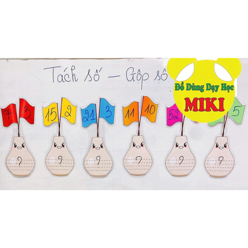[1 bộ / 6 lọ 6 màu] LỌ CẮM 2 CỜ dạy tách gộp - Đồ Dùng Dạy Học Chân Trời Sáng Tạo