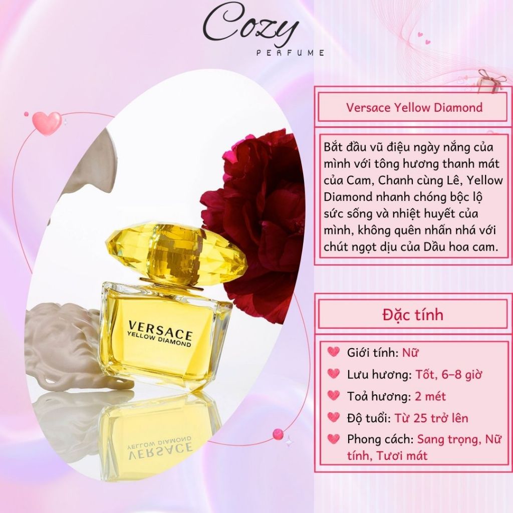 Nước hoa nữ Versace Yellow Diamond Chiết 5ml/10ml Hương thơm Sang trọng, Tươi mát - Cozy Perfume