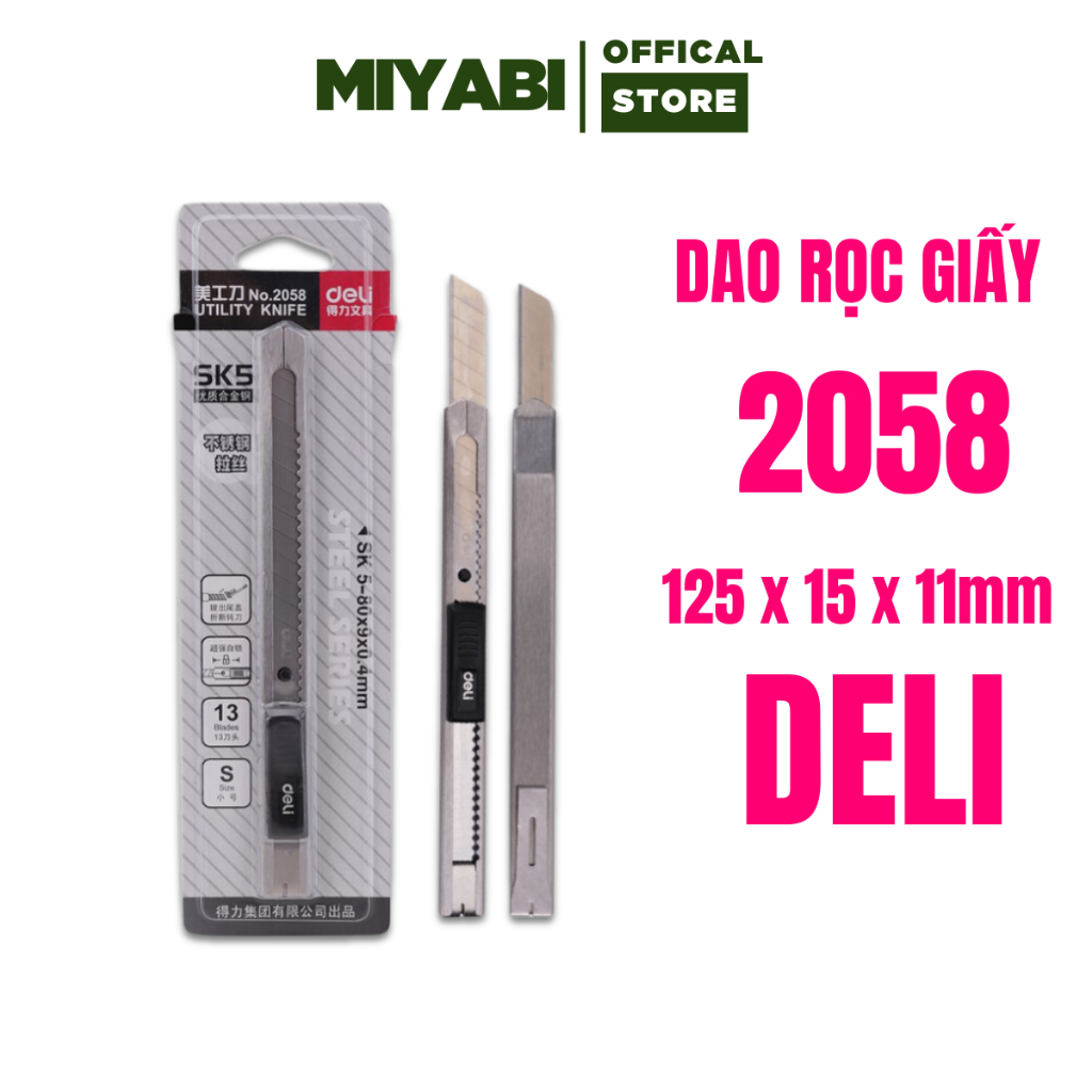 Dao rọc giấy mini cute 2058 Deli 80mm - chất liệu lưỡi bằng hợp kim ...