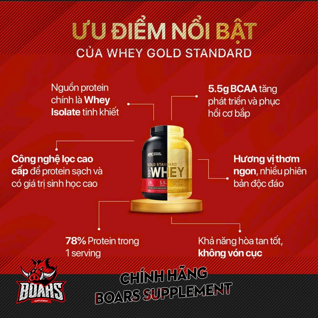 GOLD STANDARD 100% WHEY - SỮA BỔ SUNG PROTEIN GIÚP TĂNG CƠ BẮP (5 LBS)