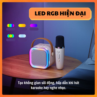 Loa Bluetooth Karaoke Mini K12 Không Dây, Âm Thanh Hay, Bass Chuẩn Tặng Kèm 2 Micro