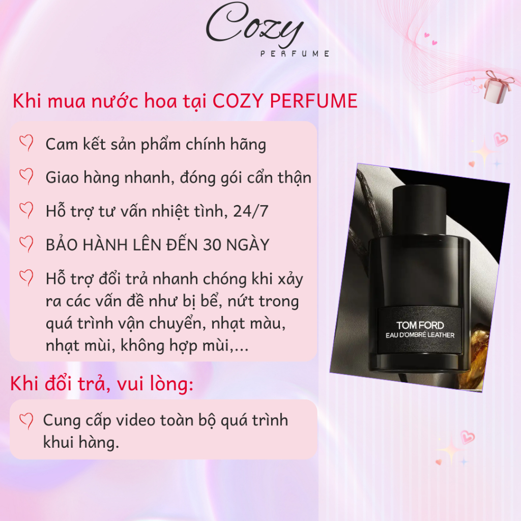 Nước hoa unisex T0m F0rd Ombré Leather Chiết 5ml/10ml Hương thơm Tự tin, Mạnh mẽ - Cozy Perfume