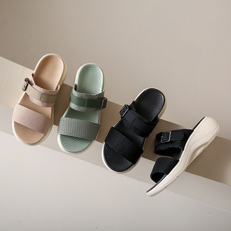 Dép Sandal Nữ Quai Ngang AG0402, Vải Canvas Bền Bỉ, Đế Eva Siêu Nhẹ, Siêu Êm, Tăng Chiều Cao 5cm