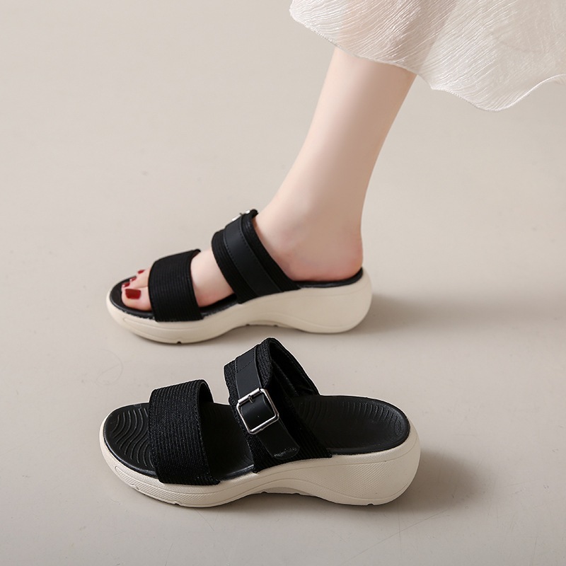 Dép Sandal Nữ Quai Ngang AG0402, Vải Canvas Bền Bỉ, Đế Eva Siêu Nhẹ, Siêu Êm, Tăng Chiều Cao 5cm