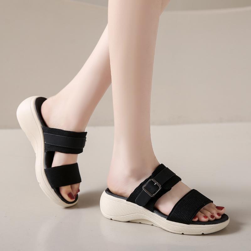 Dép Sandal Nữ Quai Ngang AG0402, Vải Canvas Bền Bỉ, Đế Eva Siêu Nhẹ, Siêu Êm, Tăng Chiều Cao 5cm