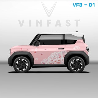 Tem dán xe VF3 - Decal dán xe VF3 MẪU HOA nhiều màu sắc lựa chọn. 1 bộ dán 2 bên ( mẫu VF3 - 01 )