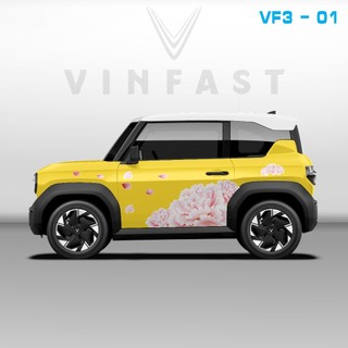 Tem dán xe VF3 - Decal dán xe VF3 MẪU HOA nhiều màu sắc lựa chọn. 1 bộ dán 2 bên ( mẫu VF3 - 01 )