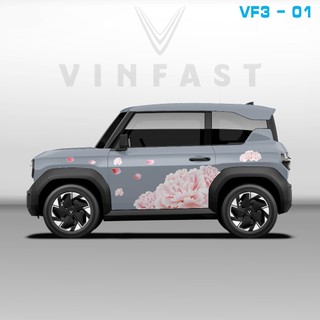 Tem dán xe VF3 - Decal dán xe VF3 MẪU HOA nhiều màu sắc lựa chọn. 1 bộ dán 2 bên ( mẫu VF3 - 01 )