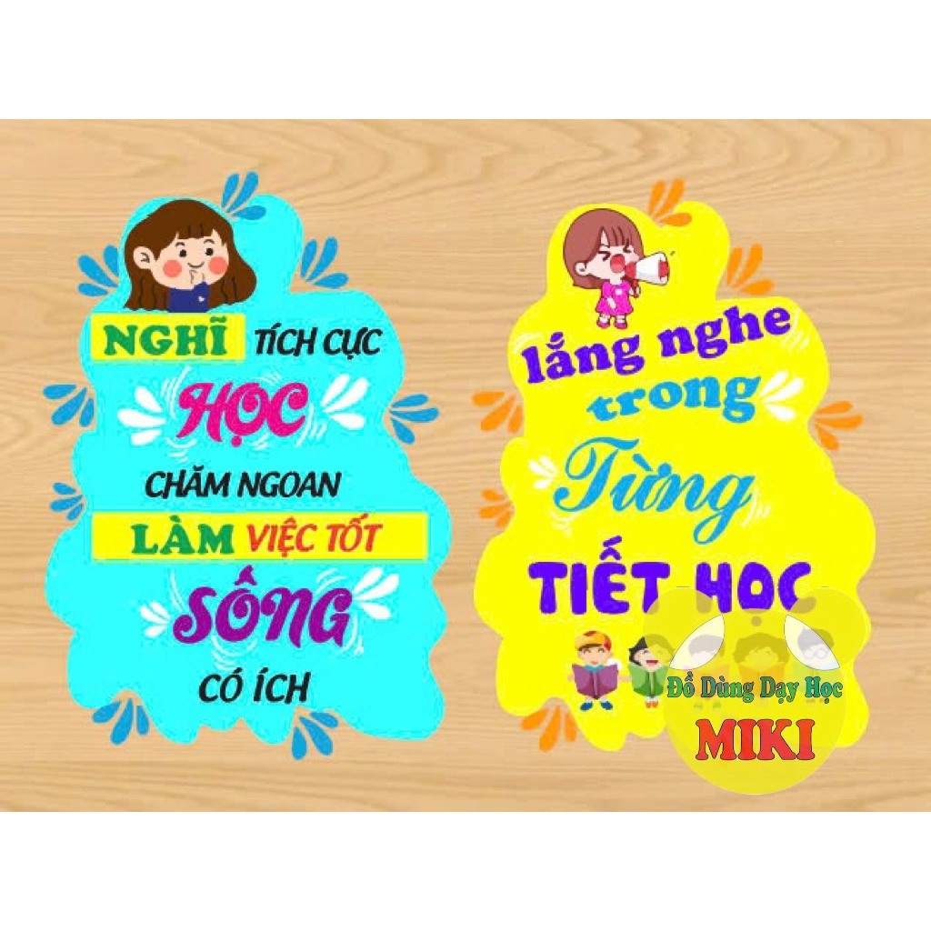 Trang trí lớp: SET 2 TRANH SLOGAN KHẨU HIỆU (Đồ dùng dạy học Miki)