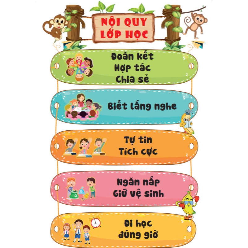 TRANH NỘI QUY SẮC MÀU - TRANG TRÍ LỚP (Đồ Dùng Dạy Học Miki)