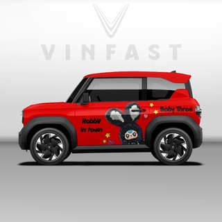 Tem dán xe VF3 - Decal dán xe VF3 MẪU BABY THREE nhiều màu sắc  1 bộ dán 2 bên ( mẫu VF3 - 04 )