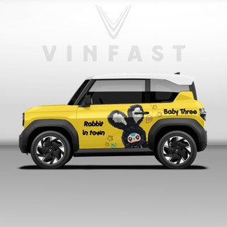 Tem dán xe VF3 - Decal dán xe VF3 MẪU BABY THREE nhiều màu sắc  1 bộ dán 2 bên ( mẫu VF3 - 04 )