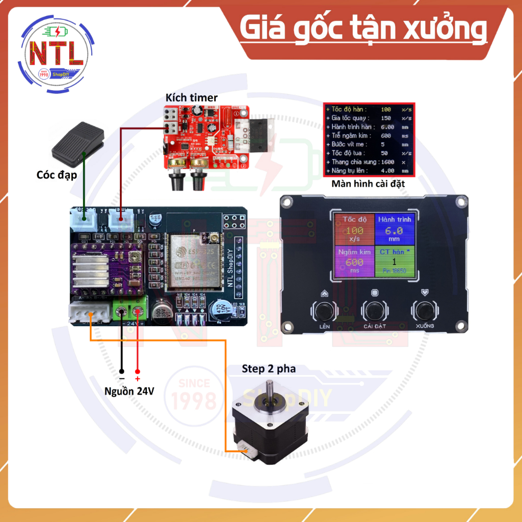 Bộ mạch điều khiển step trục Z vít me chế trụ máy hàn cell pin liền ...