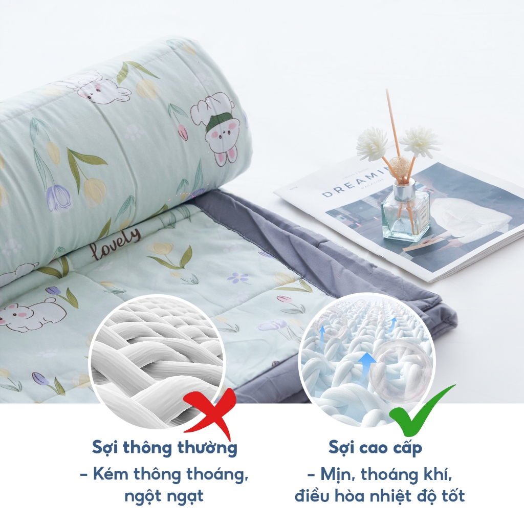 Chăn Hè Cotton Đũi Đậu Nành Hàn Quốc Kích Thước 2mx2m3 Mền Hè Đũi Siêu Mát Lạnh Mùa è