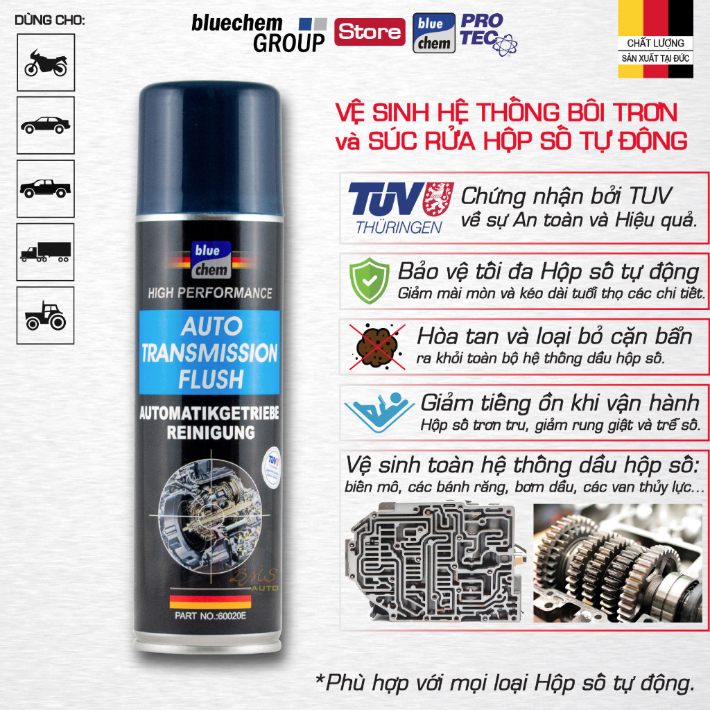 Dung dịch bluechem Vệ sinh Hộp số tự động - Automactic Transmission ...